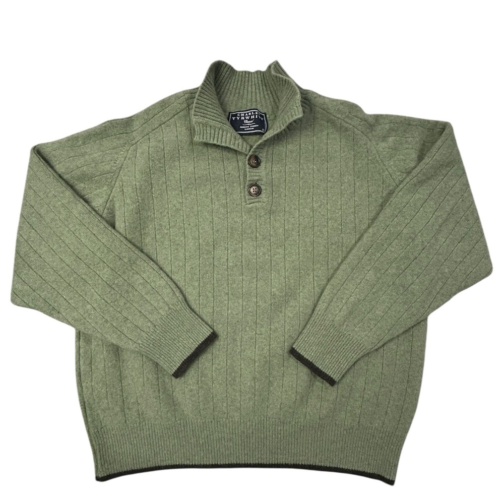 Charles Tyrwhitt Women’s Olive Mockneck Merino Wool Cashmere Blend Sweater XL‎